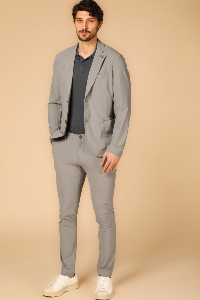 Image 2 de pantalon chino jogger homme modèle Milano Style Dynamic en gris clair, coupe extra slim de Mason's