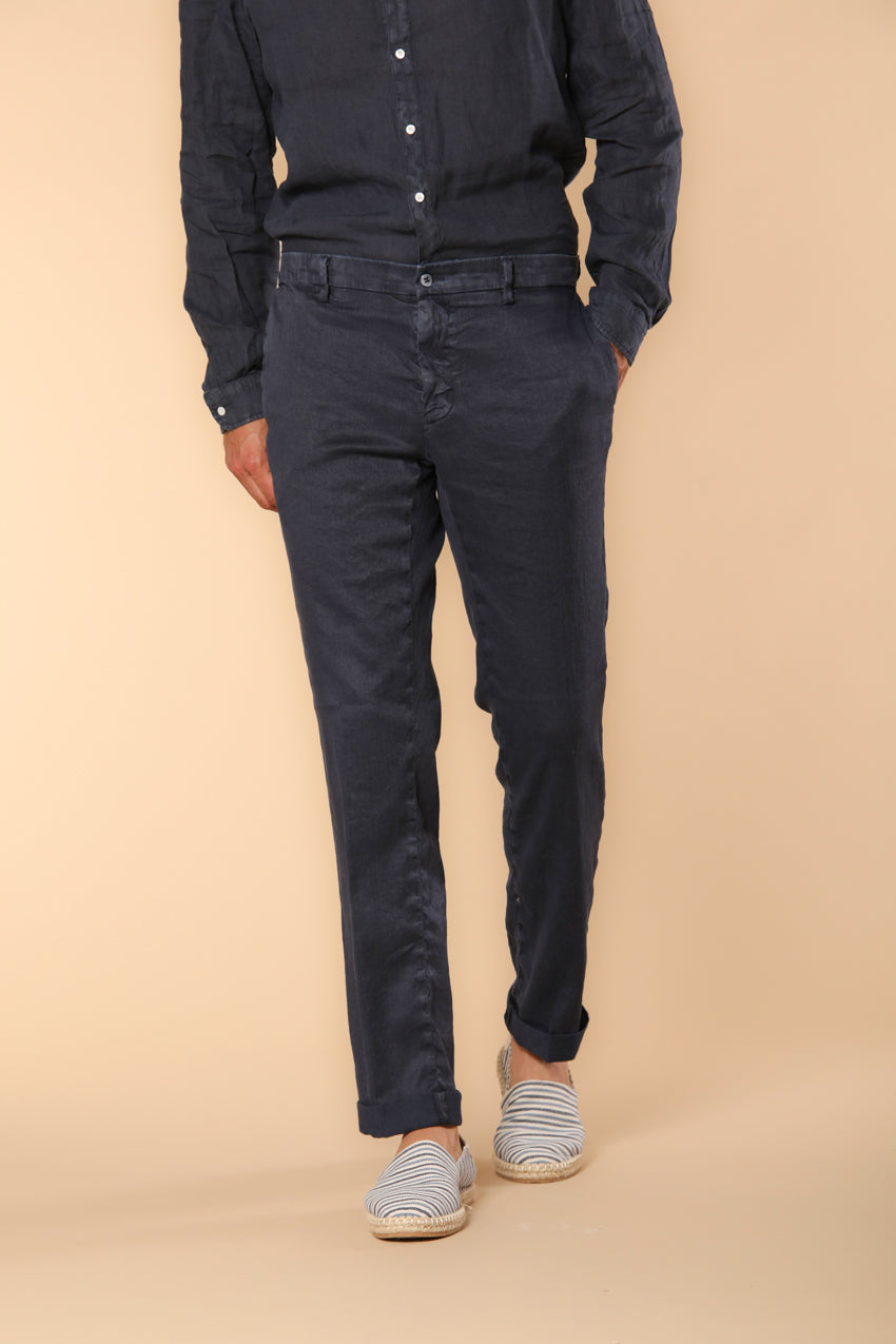 New York pantalon chino homme en lin et twill de coton coupe Regular