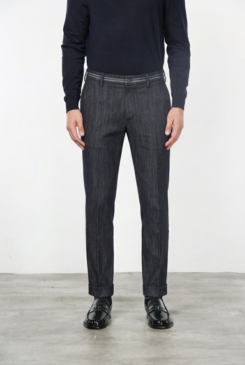 New York Elegance pantalone chino uomo in denim stretch regular fit