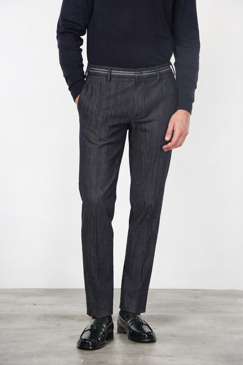 New York Elegance pantalone chino uomo in denim stretch regular fit