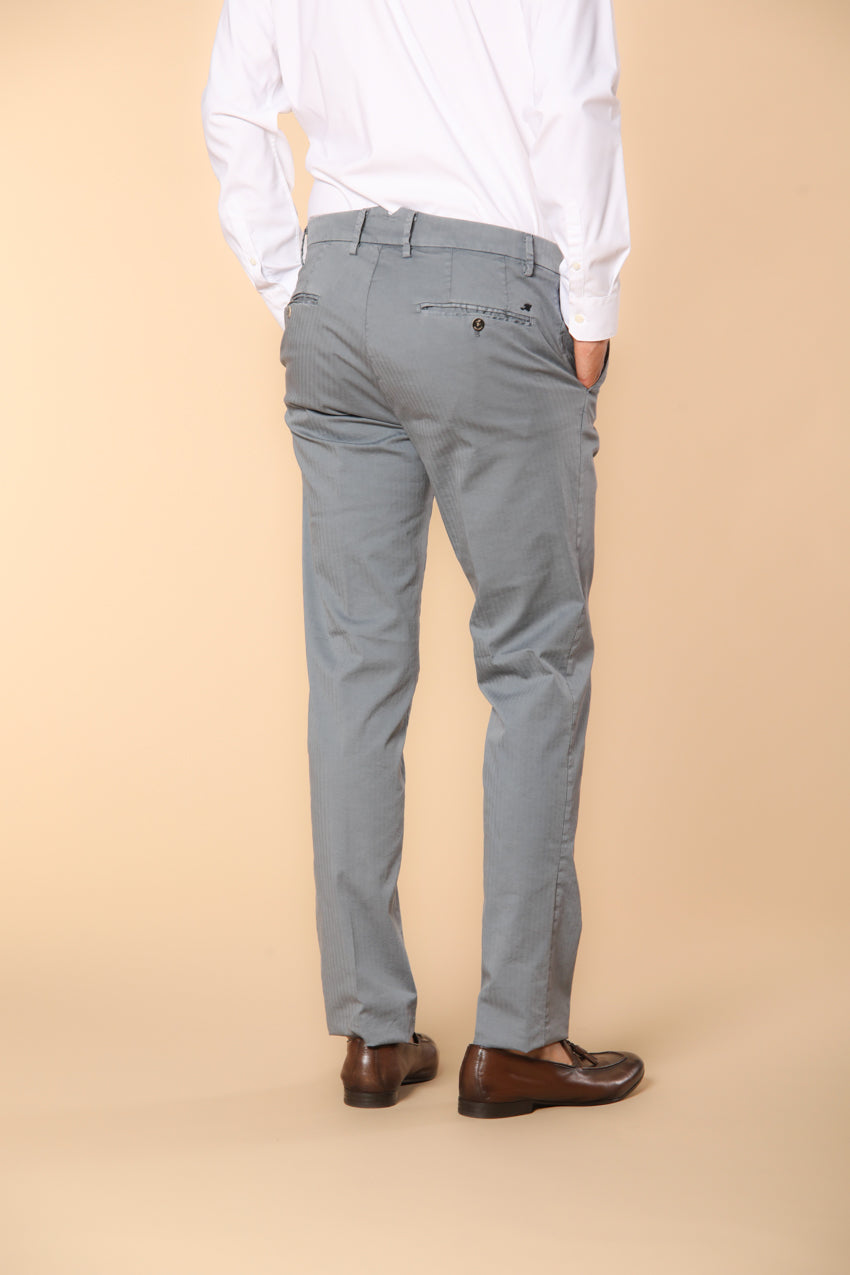 New York Times Elax pantalone chino uomo in cotone chevron regular fit