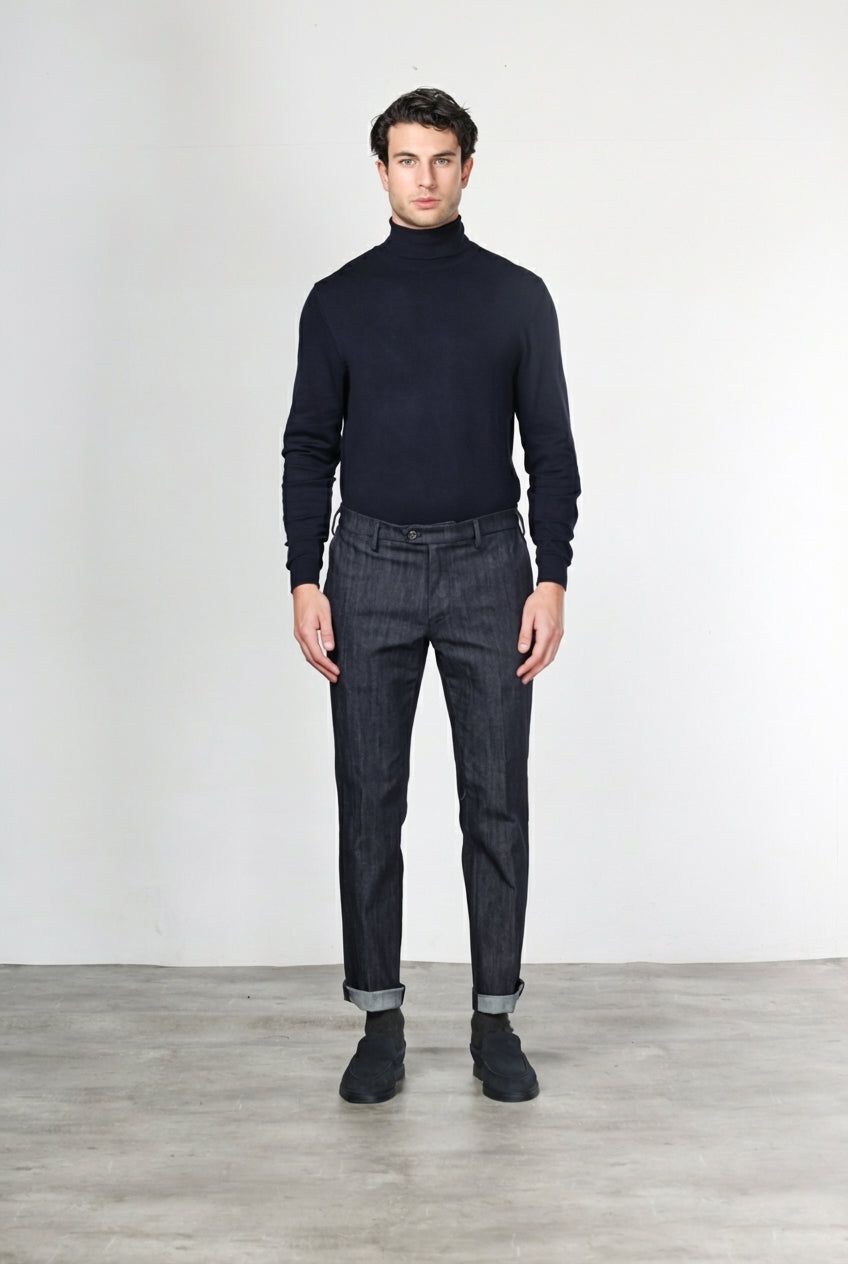 New York pantalone chino uomo in denim stretch regular fit