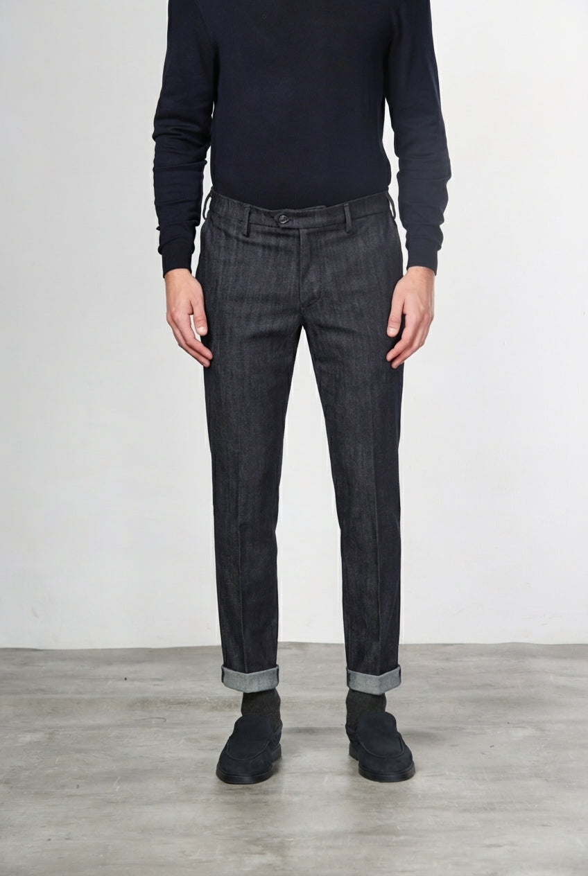 New York pantalone chino uomo in denim stretch regular fit