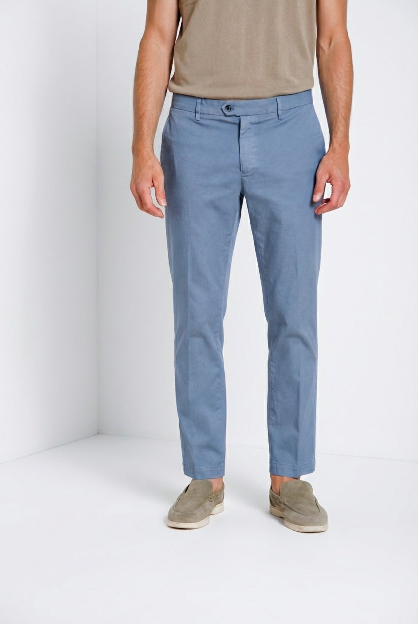 New York pantalone chino uomo in gabardina stretch regular fit ①