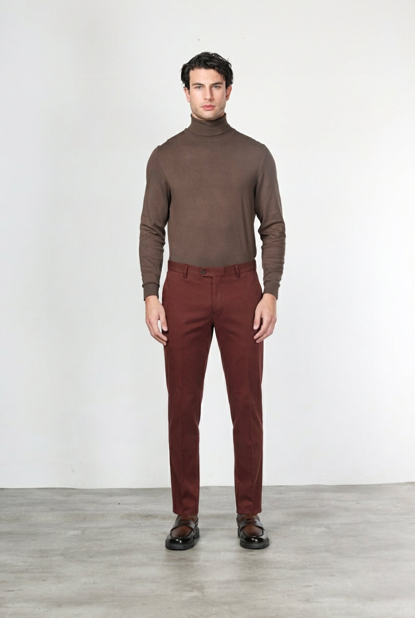 New York pantalone chino uomo in gabardina cotone e lana regular fit