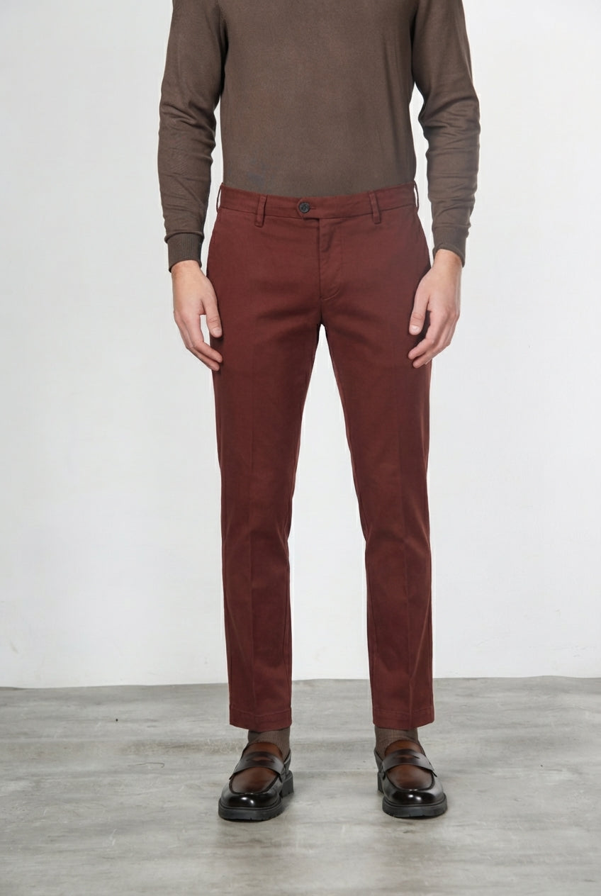 New York pantalone chino uomo in gabardina cotone e lana regular fit