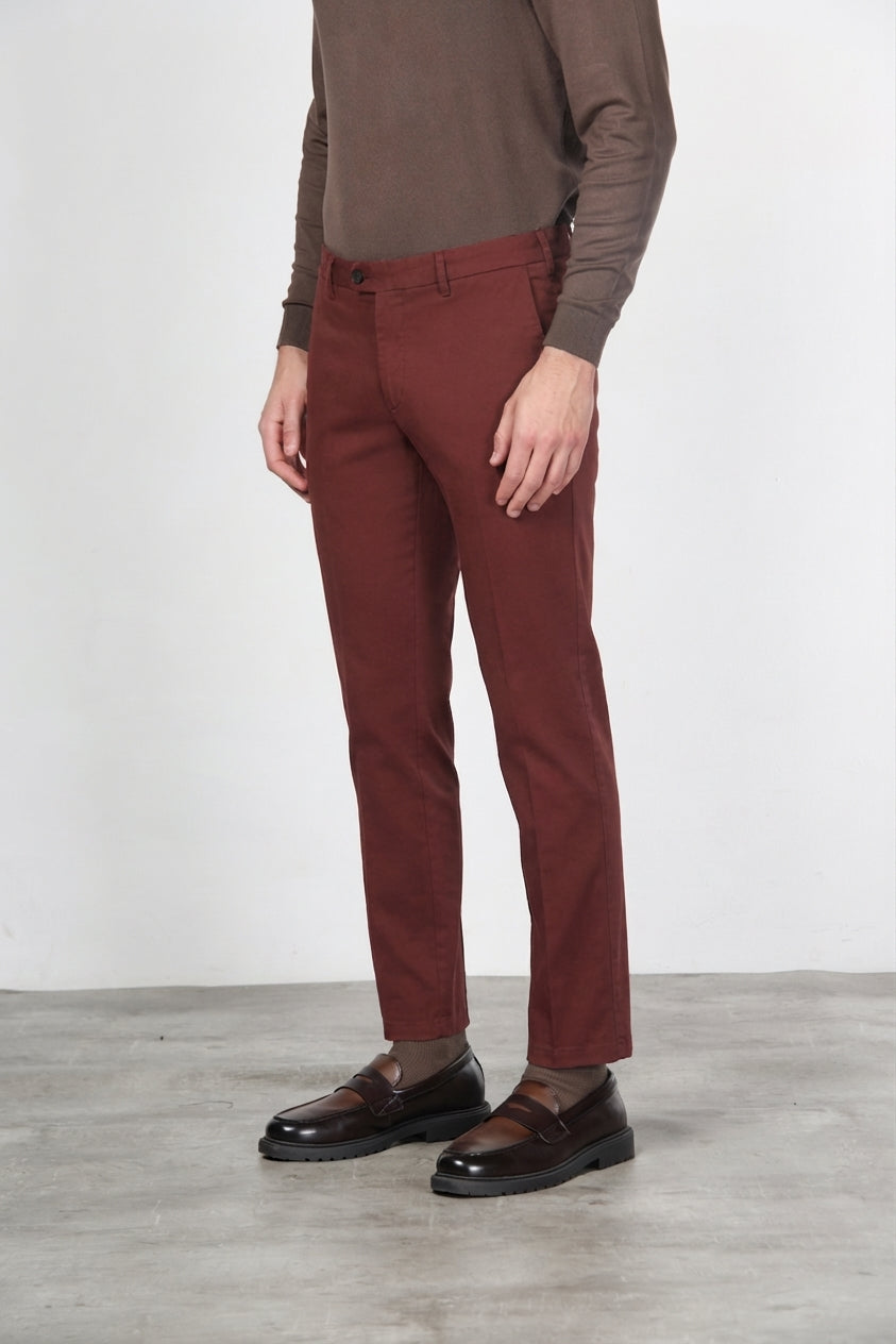 New York pantalone chino uomo in gabardina cotone e lana regular fit