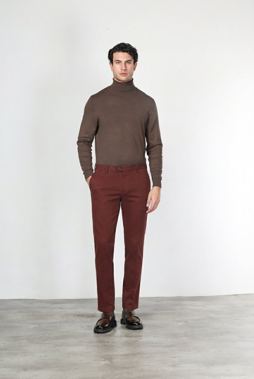 New York pantalone chino uomo in gabardina cotone e lana regular fit