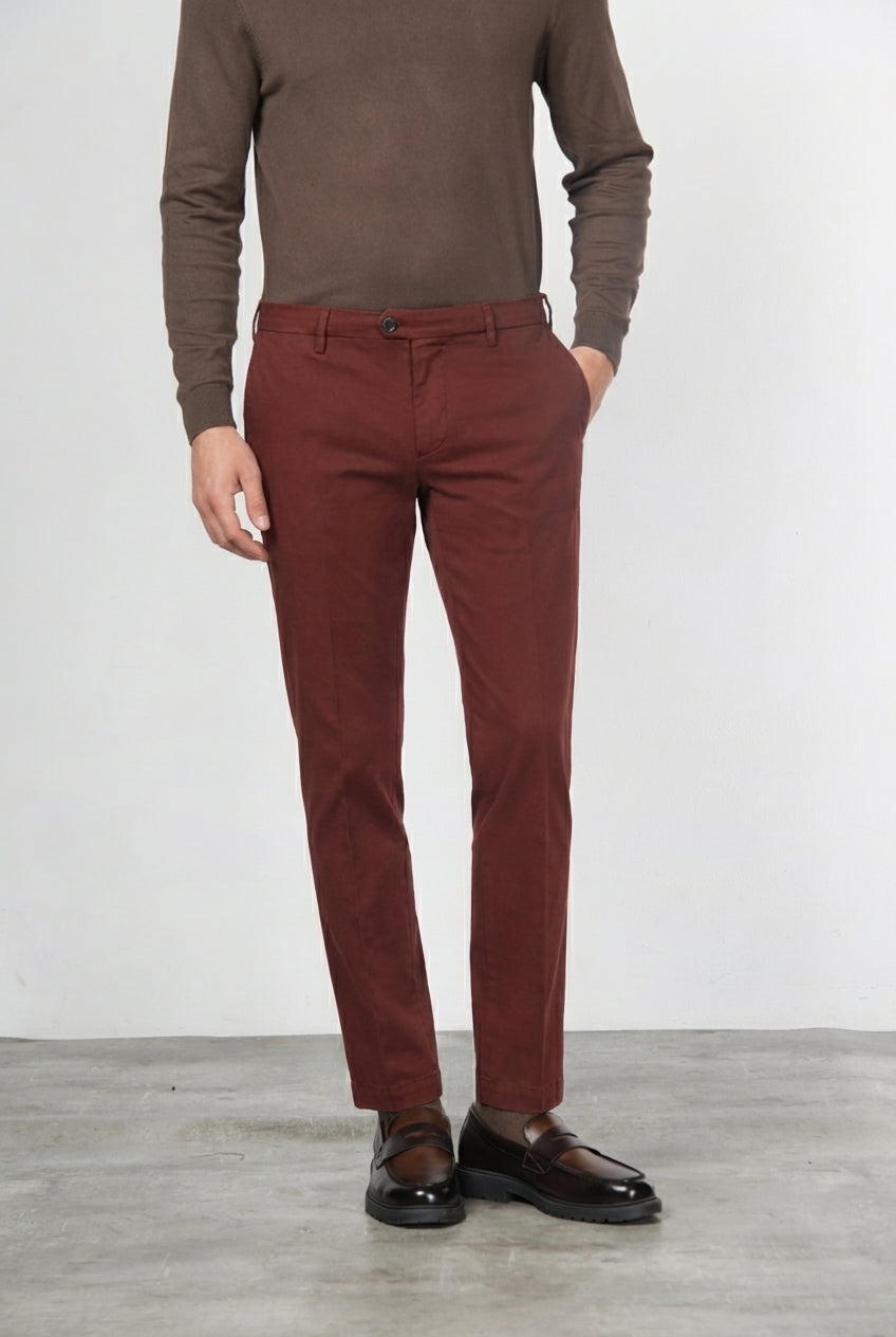 New York pantalone chino uomo in gabardina cotone e lana regular fit