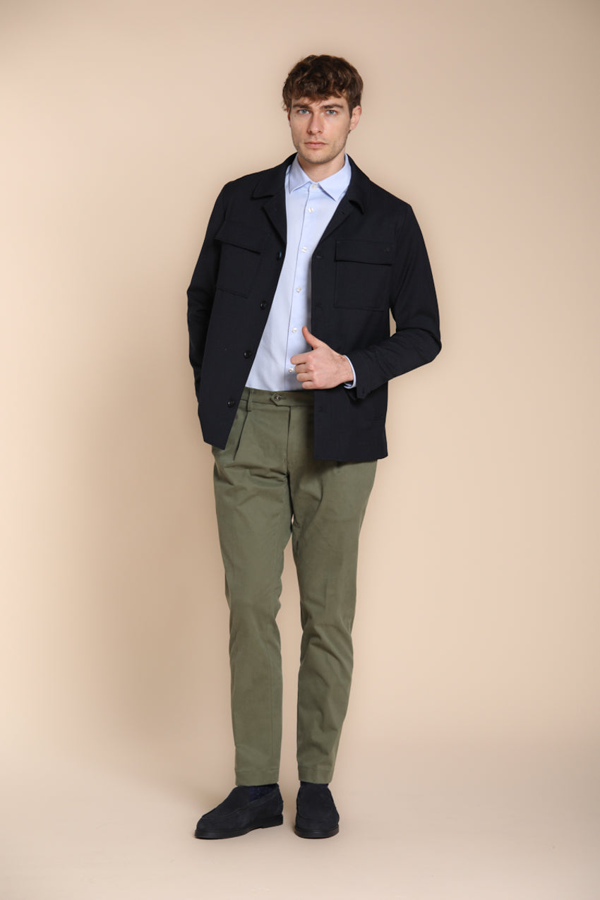 Foto 3 New York Time 1 Pinces pantalone chino uomo in gabardina tinto pezza regular fit