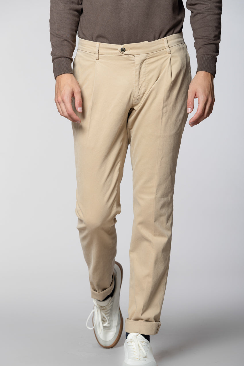 New York Time 1 Pinces Herren Chinohose aus Gabardine Regular Fit