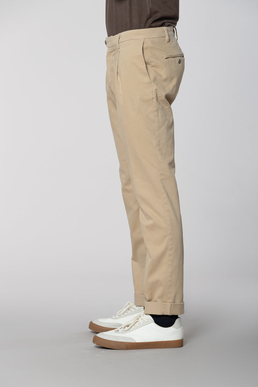 New York Time 1 Pinces Herren Chinohose aus Gabardine Regular Fit