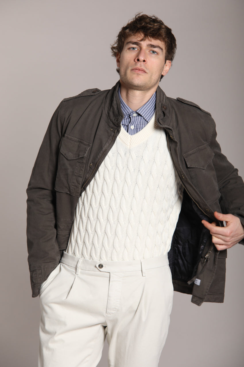 Foto 3 New York Time 1 Pinces pantalone chino uomo in gabardina regular fit