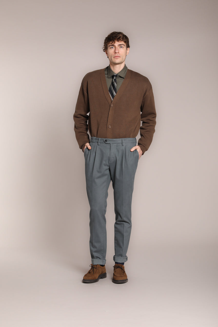 Foto 3 New York Time 2 Pinces pantalone chino uomo in cotone lana regular fit