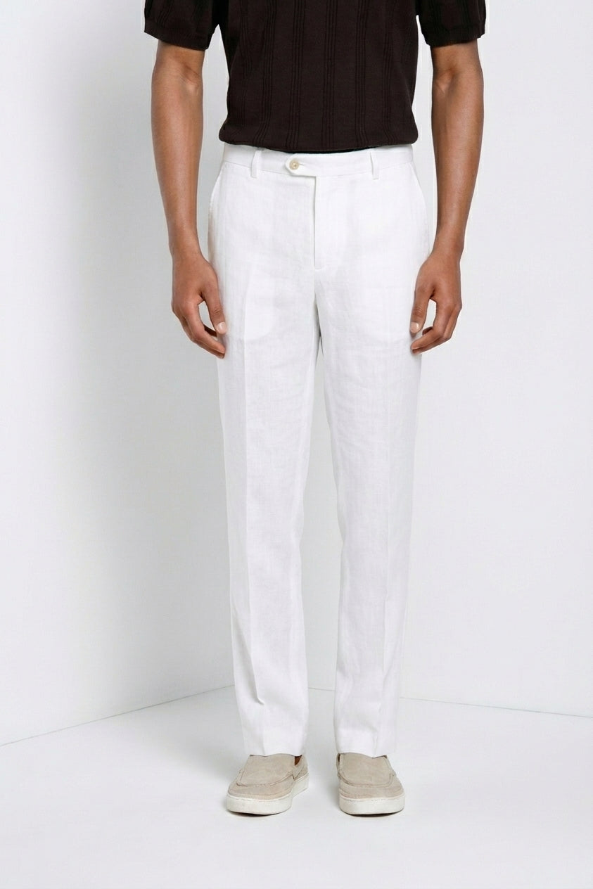 New York Icon Flex pantalone chino uomo in twill lino e cotone regular fit