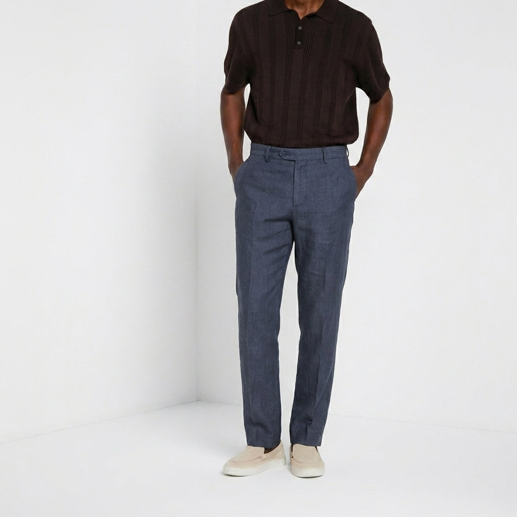 New York Icon Flex pantalon chino homme en twill lin et coton regular fit