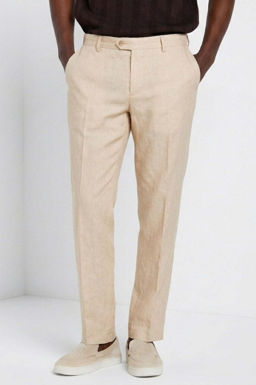 New York Icon Flex pantalone chino uomo in twill lino e cotone regular fit