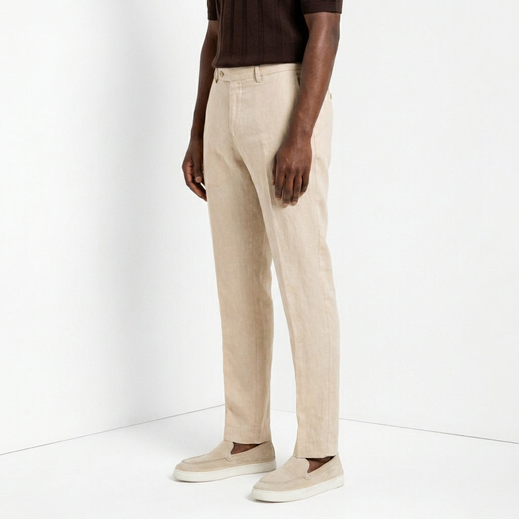 New York Icon Flex pantalon chino homme en twill de lin et coton regular fit
