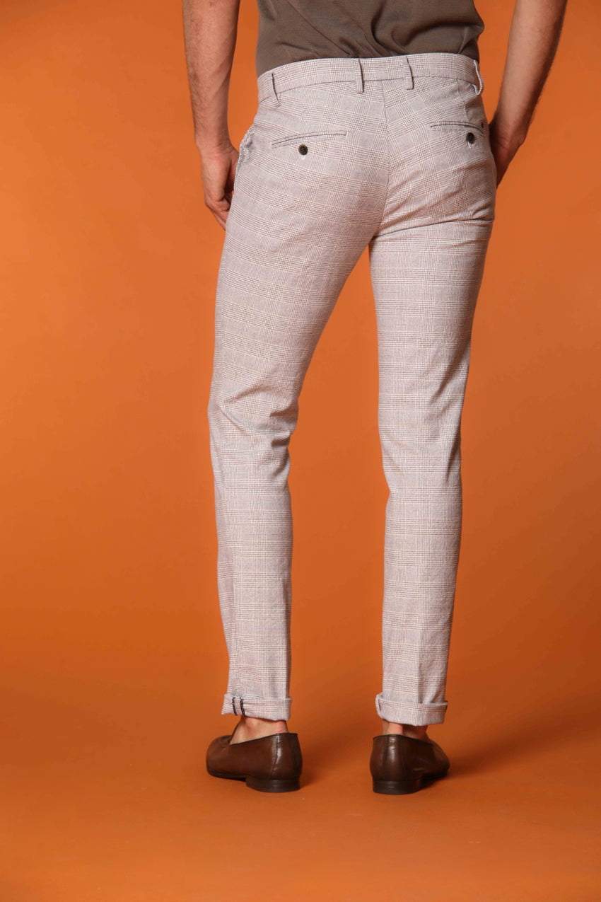 Milano Herren Chino-Hose mit Galles-Muster und Mohnfarbener Faden Extra Slim Fit