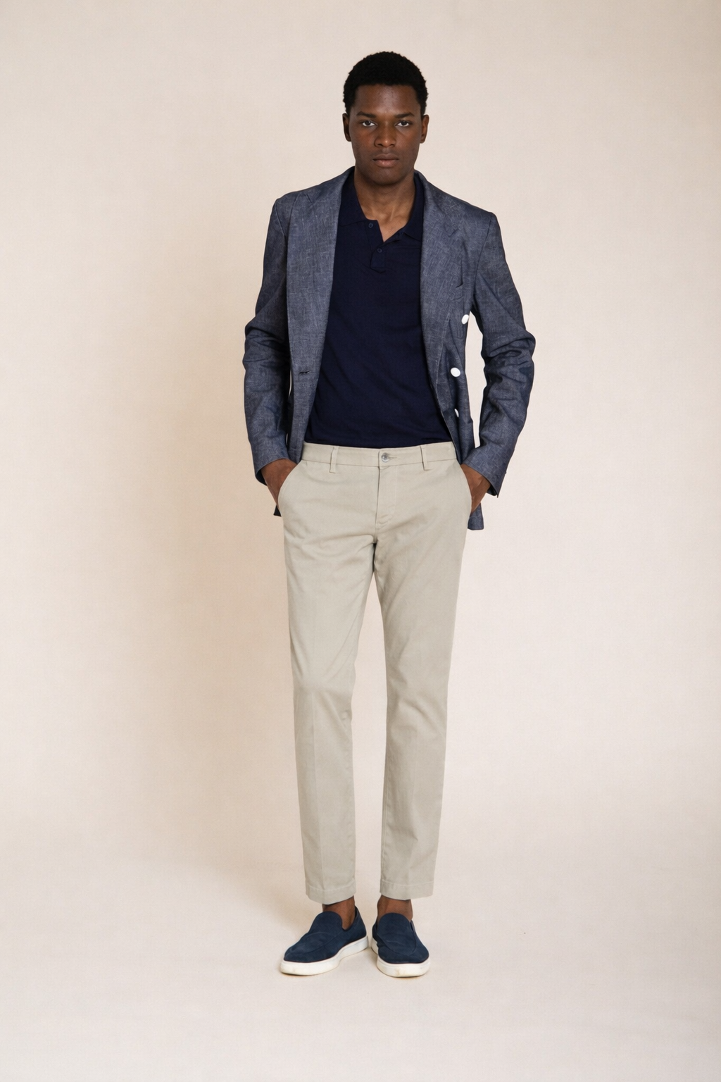 Milano pantalon chino homme en gabardine stretch extra slim fit ①
