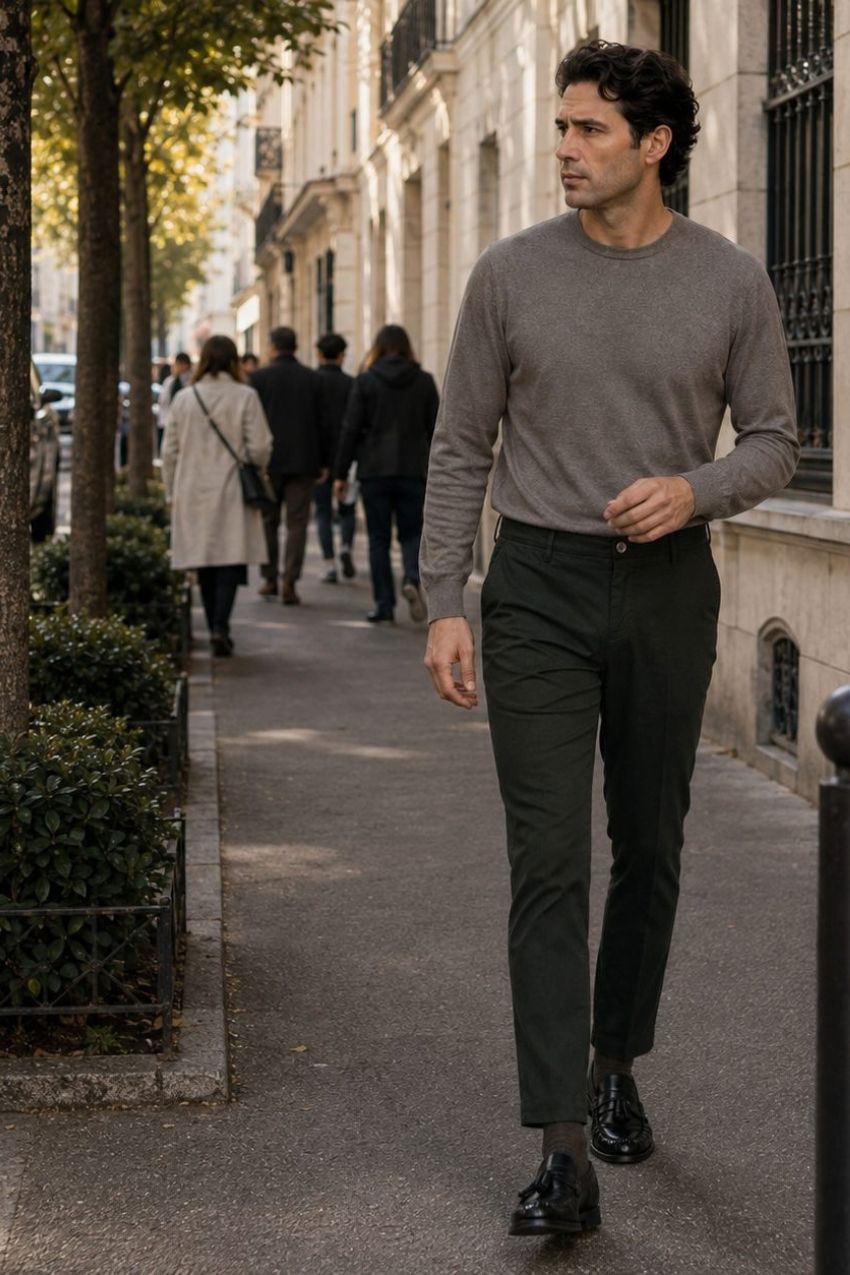 Milano pantalone chino uomo in gabardina stretch extra slim fit ①