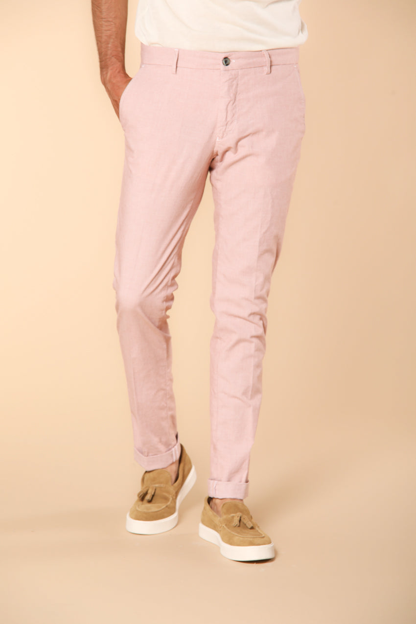 Milano pantalon chino homme en mélange de coton et tencel avec micro-motif Extra Slim fit ①