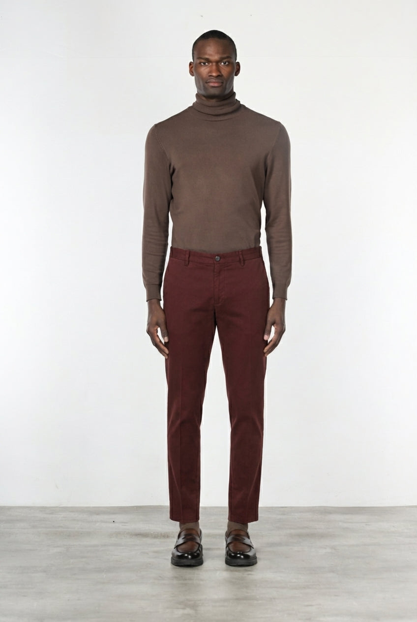 Milano chino pants for men in stretch gabardine, extra slim fit ①