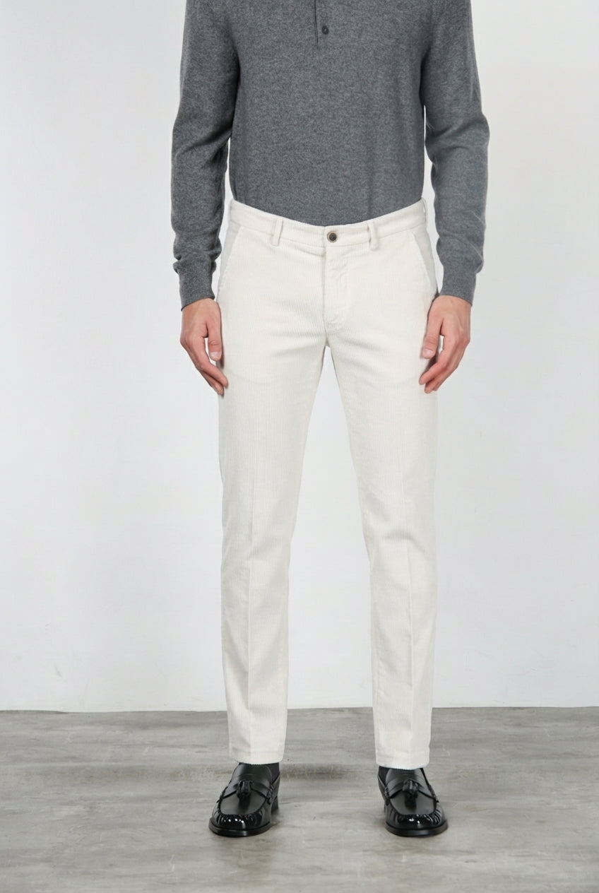 Milano pantalone chino uomo in velluto 500 righe extra slim fit ①