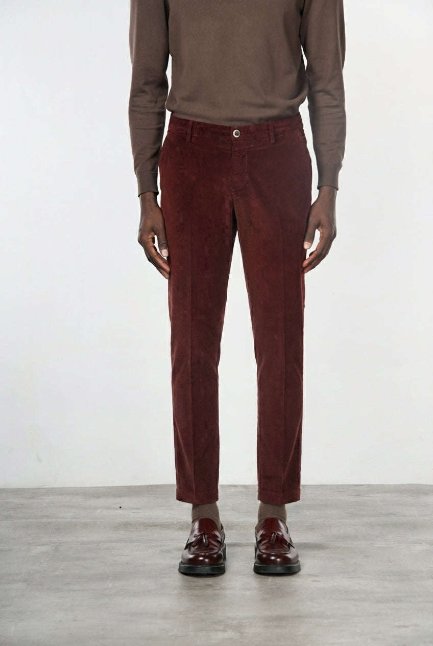 Milano pantalone chino uomo in velluto 500 righe extra slim fit ①