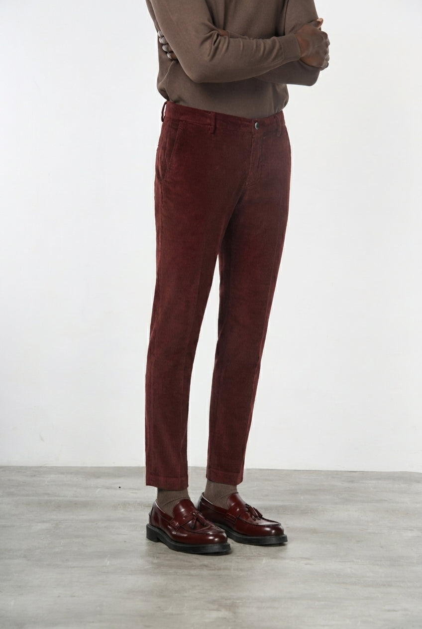 Milano pantalone chino uomo in velluto 500 righe extra slim fit ①