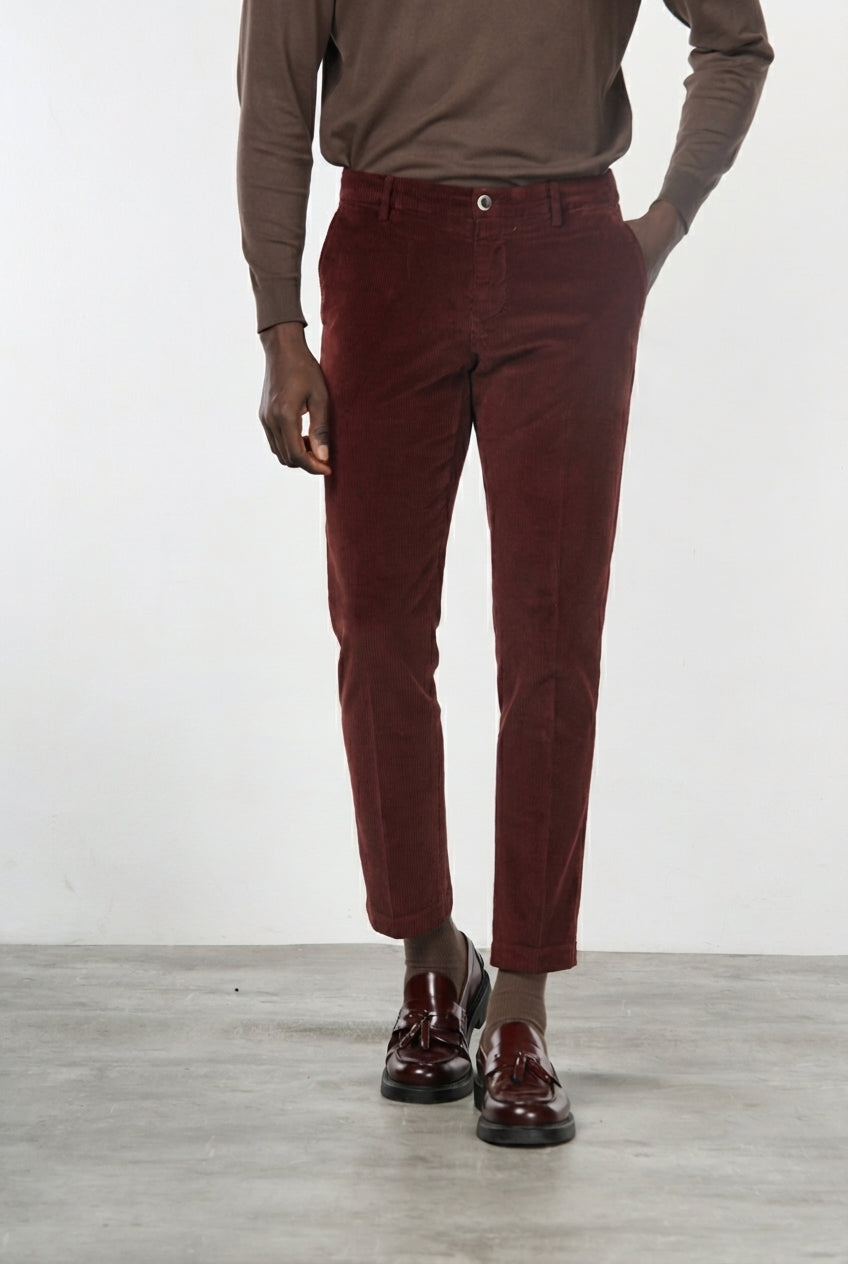 Milano pantalone chino uomo in velluto 500 righe extra slim fit ①