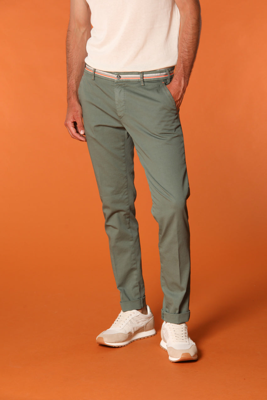 Pantalon chino homme Milano Start en satin stretch avec bandes coupe Extra Slim