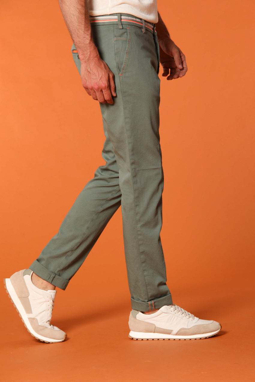 Pantalon chino homme Milano Start en satin stretch avec bandes coupe Extra Slim