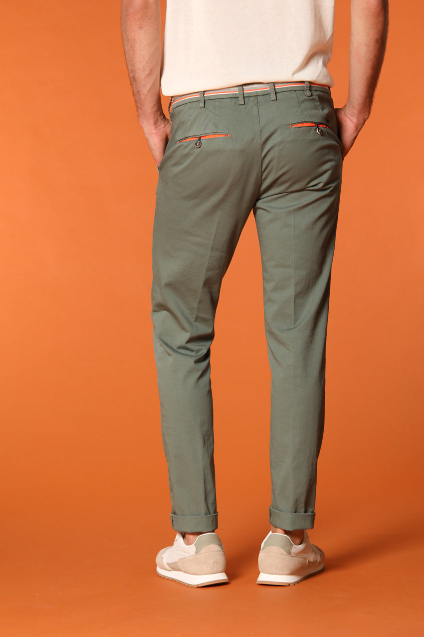 Pantalon chino homme Milano Start en satin stretch avec bandes coupe Extra Slim