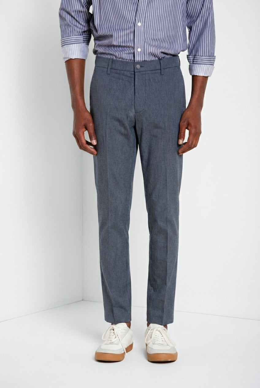 Osaka men's chino pants in fine pinstripe carrot fit