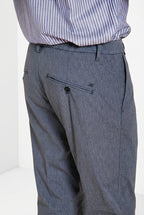 Osaka men's chino pants in fine pinstripe carrot fit