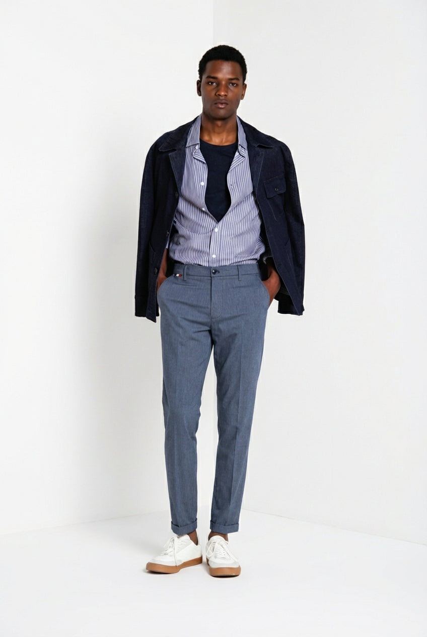 Osaka pantalon chino homme en fines rayures tennis carrot fit