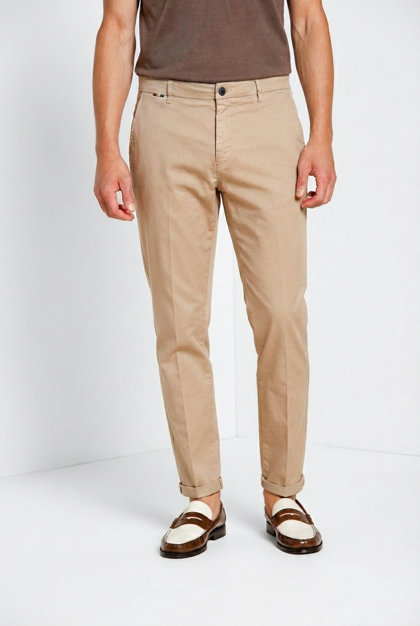 Osaka pantalon chino homme en tricotine fine de coton et lyocell carrot fit
