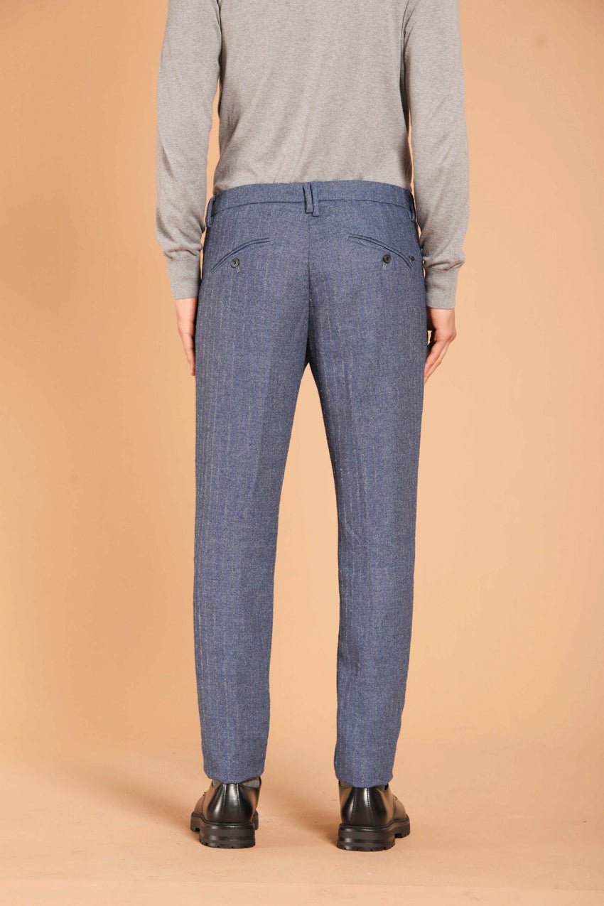 Osaka 1 Pinces pantalon chino homme en flanelle à pinstripe coupe carrot