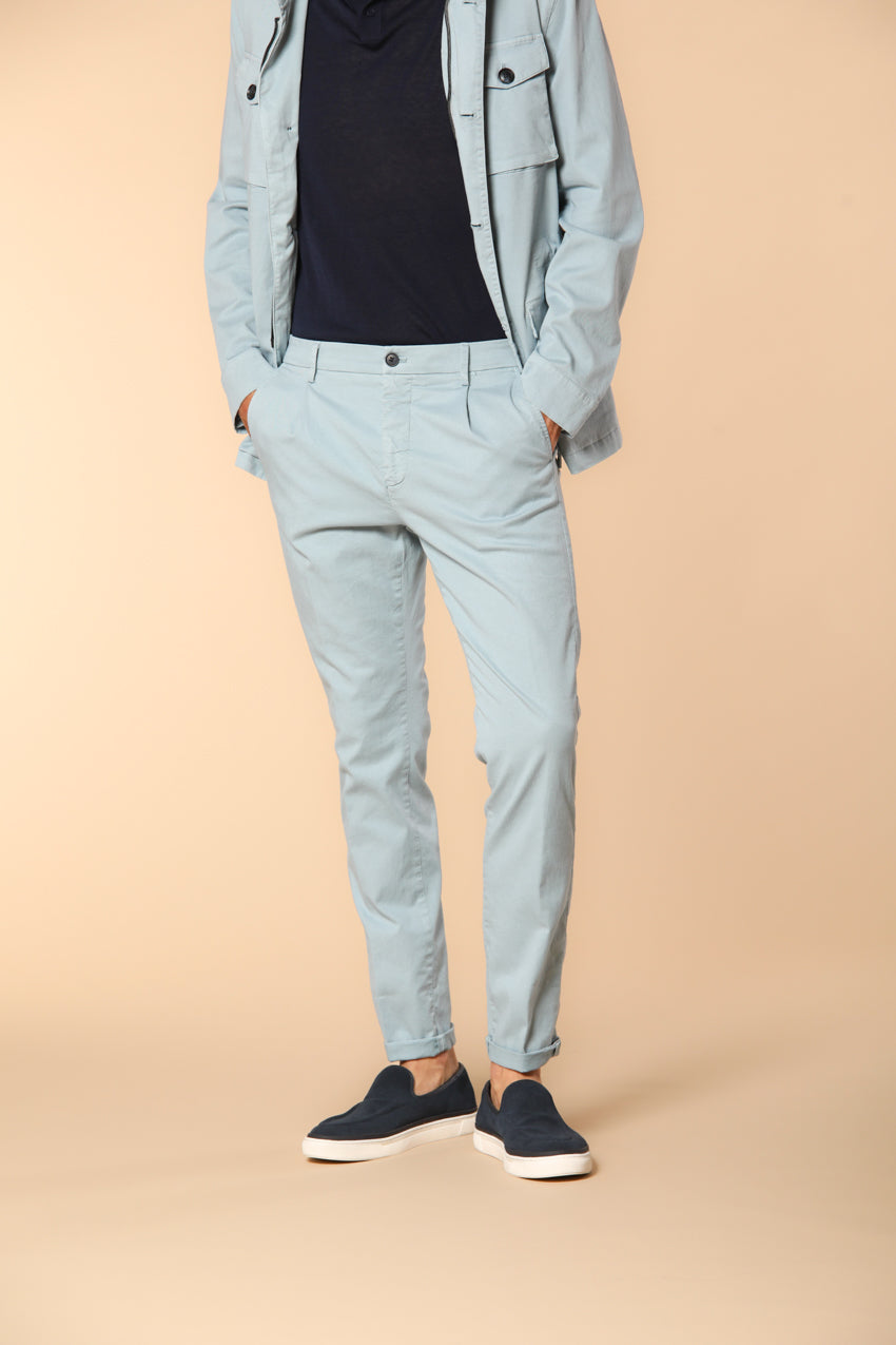 Osaka 1 Pinces pantalon chino homme en twill de coton et lyocell coupe Carrot