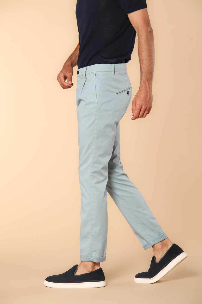 Osaka 1 Pinces pantalon chino homme en twill de coton et lyocell coupe Carrot