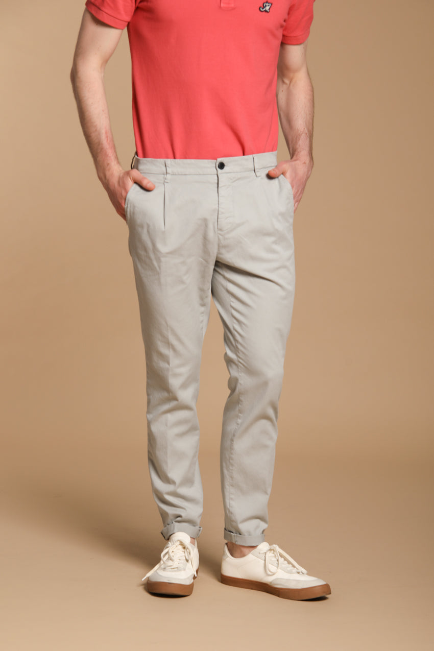 Osaka 1 Pinces pantalon chino homme en twill de coton et lyocell carrot fit