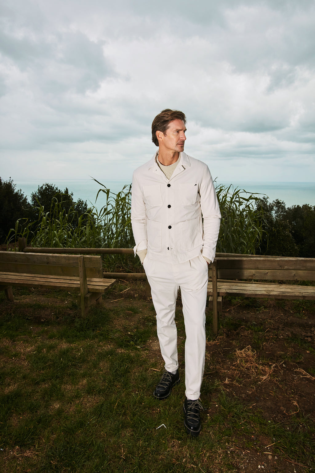 Osaka 1 Pinces pantalon chino homme en coton laine carrot fit