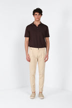 Osaka 1 Pinces men's chino pants in cotton and silk satin carrot fit ①