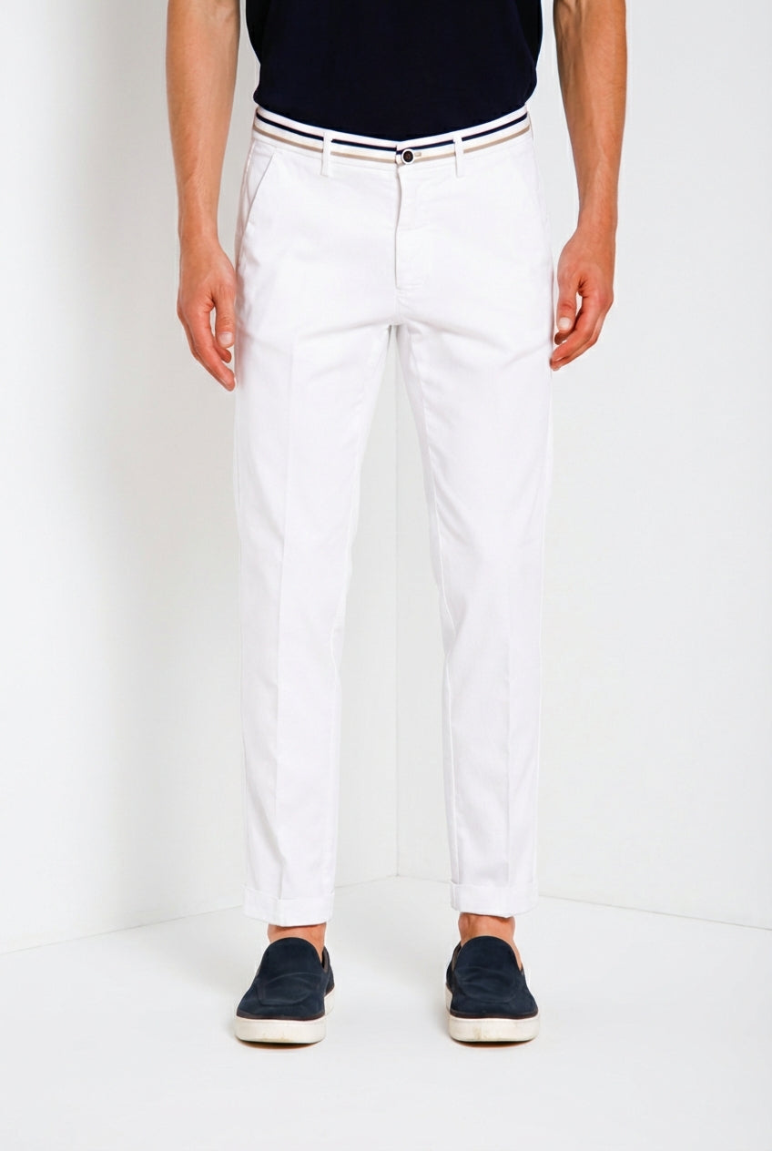 Torino Summer pantalon chino homme en twill de coton et lyocell slim fit