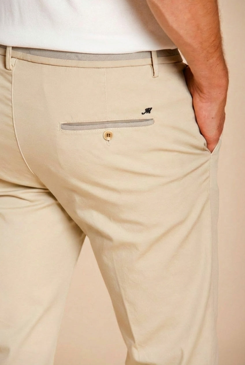 Torino University pantalone chino uomo in raso stretch slim fit