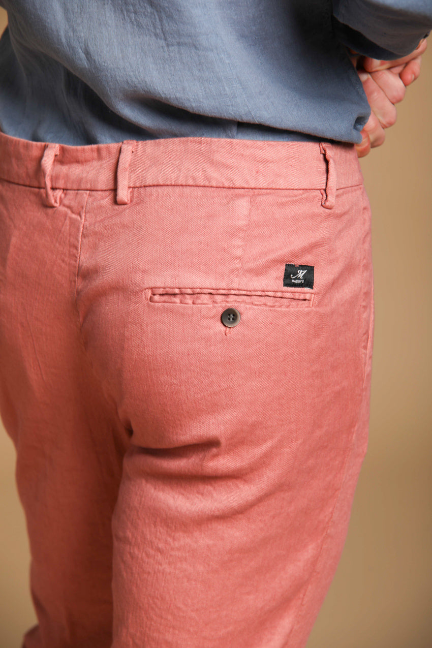 Torino pantalone chino uomo in twill di cotone e lino slim fit