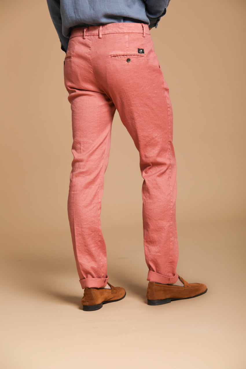 Torino pantalone chino uomo in twill di cotone e lino slim fit