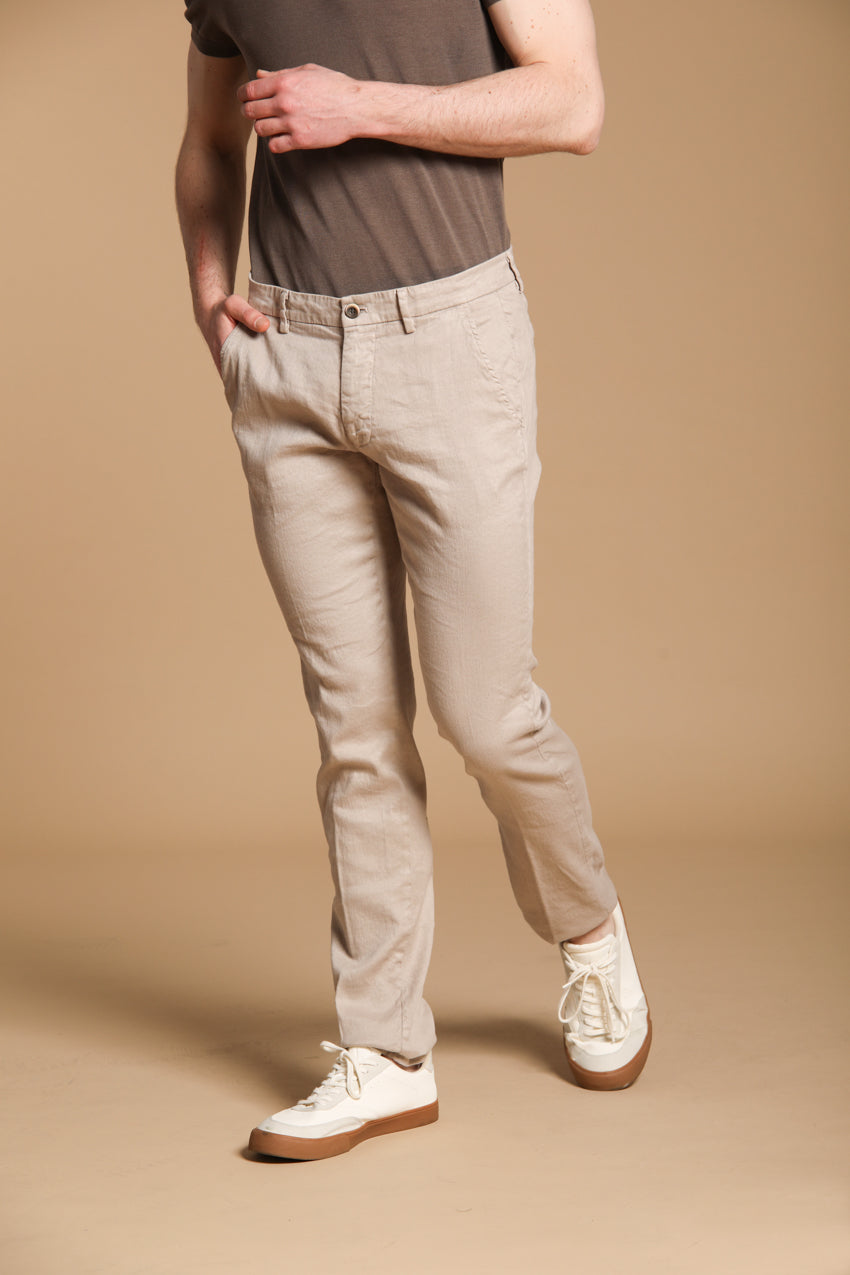 Torino men's chino pants in cotton and linen twill slim fit