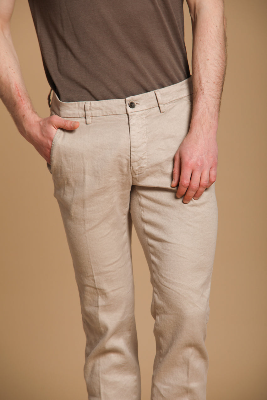 Torino men's chino pants in cotton and linen twill slim fit